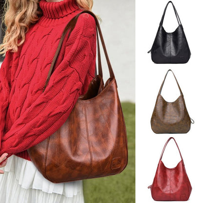 💖👜💖【Промоция 50%】Нова дамска чанта с голям капацитет от мека кожа, модерна и стилна