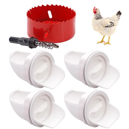 🐓【5 podajalnikov + odpirač za luknje】Avtomatski podajalnik za piščance, race in gosi