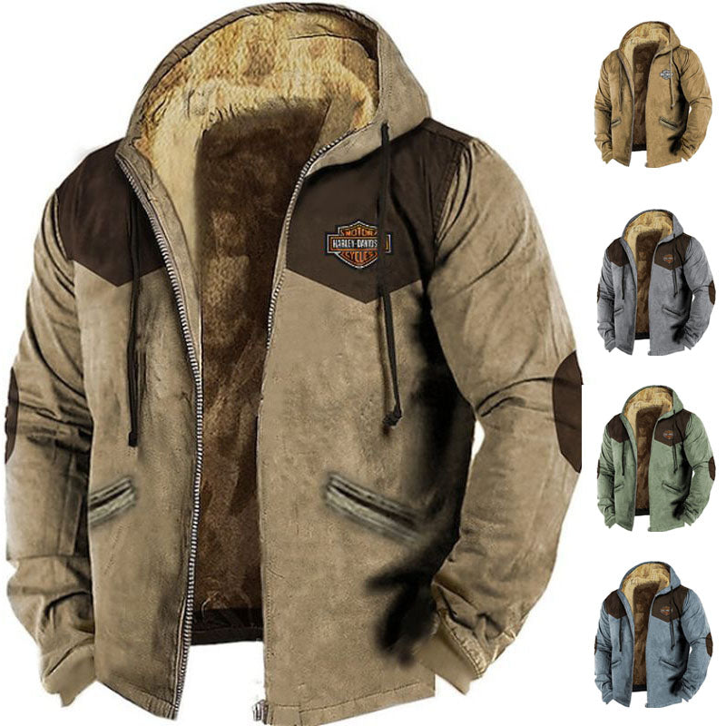 🌈 【M-5XL】 2024 nowa, modna męska kurtka na jesień i zimę, luźna, pogrubiona, aksamitna 3792421