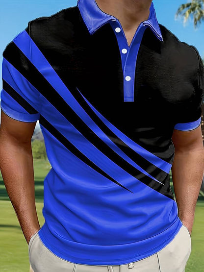 🔥【Časovo obmedzená ponuka】👔【S-6XL】Nové letné pánske pruhované polo tričko s 3D potlačou