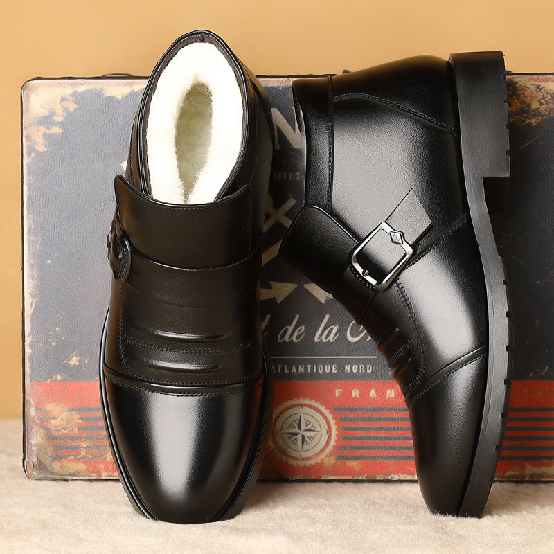 ✨📢【Časově omezená sleva 50%】【39-44】Pánské zimní kožené boty s kožešinovým lemem a silnou podrážkou, zaručené teplo a pohodlí