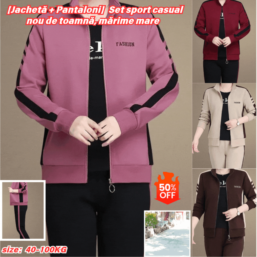 🔥50% OFF🔥【M-5XL】【Bunda + kalhoty】😍 Nový podzimní ležérní sportovní set, velká velikost