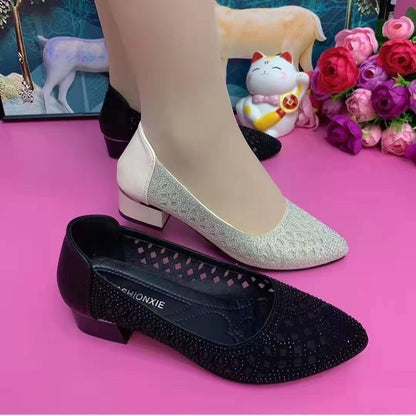 Oferta specjalna💥【35-41】Damskie przewiewne sandały z siateczki z cyrkoniami i ażurowym wzorem