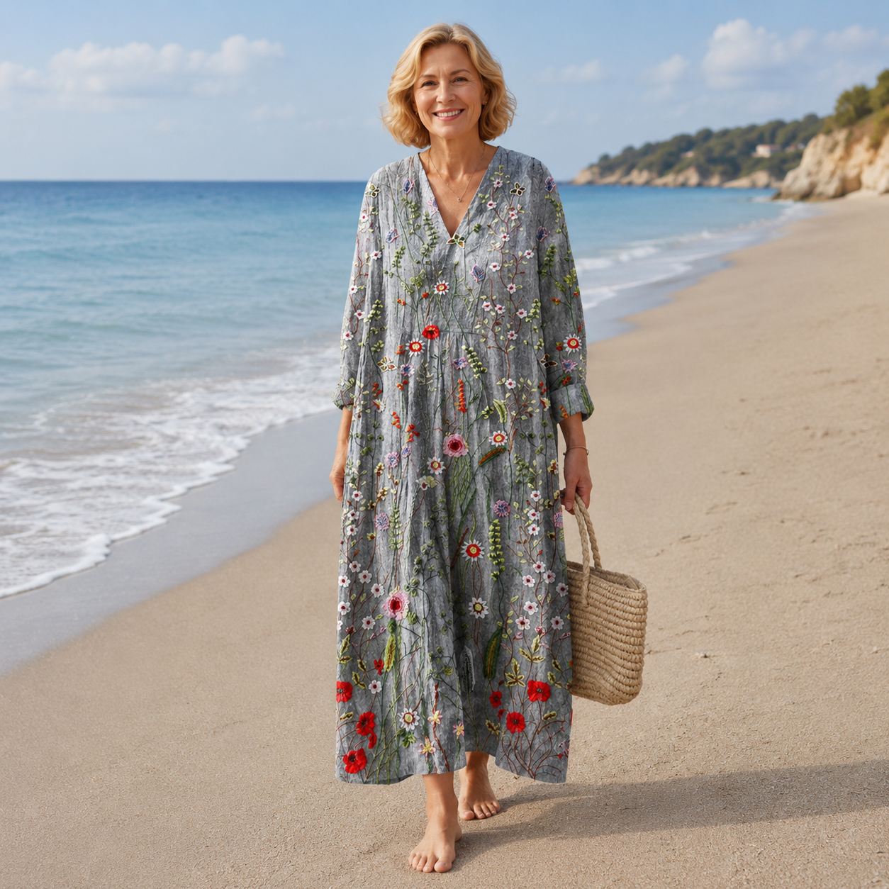 🌸Boho | Sukienka w stylu boho, która wyszczupla sylwetkę | Zakrywa brzuszek · Podkreśla sylwetkę · Lekka i zwiewna · Idealna na wakacje i podróże 【S-5XL】