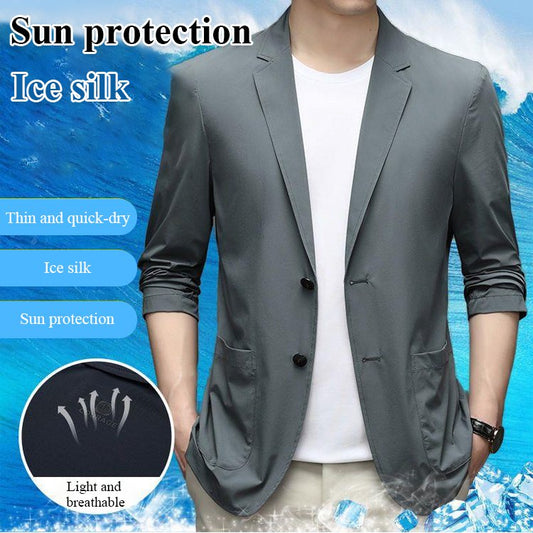 【50% zniżki】【M-5XL】Męska letnia kurtka biznesowa Ice Silk oddychająca--3657248