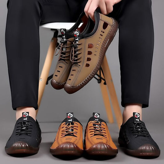 👞🔥【39-44】 2025 Nowe letnie, oddychające ażurowe męskie buty na co dzień z miękką podeszwą3917832
