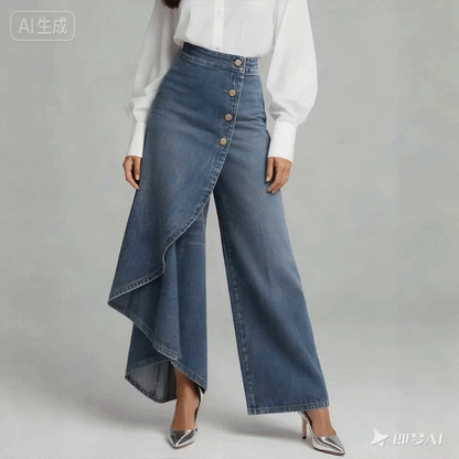 🔥✨【S-3XL】Дамски дънки с висока талия и широки крачоли, свободна кройка, елегантен дизайн.