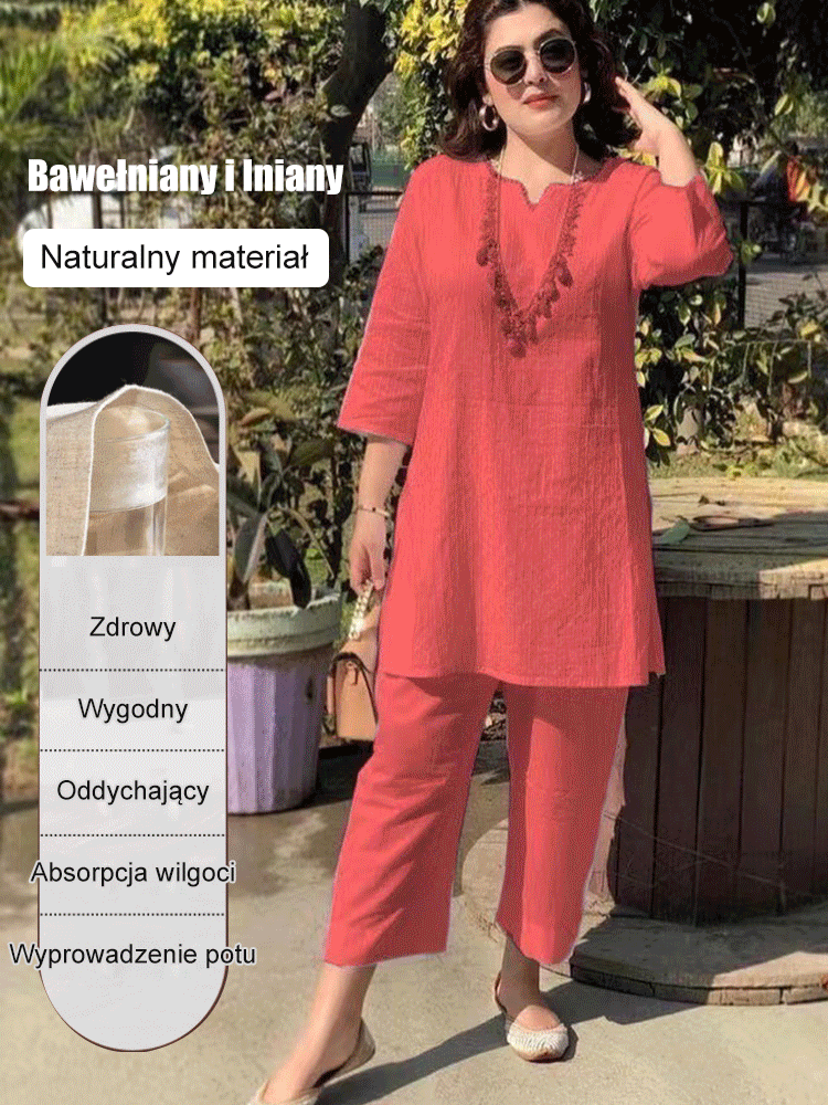 🌼【40-100 kotów】Nowy letni naturalny bawełniany i lniany miękki garnitur 2025 etniczny styl czysty kolor temperament dojazdy do pracy