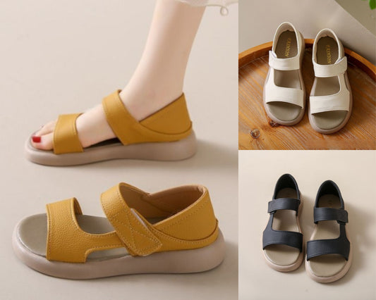 👡【35-43】Retro letnie sandały na jednej nogawce wykonane z miękkiej skóry z miękką podeszwą