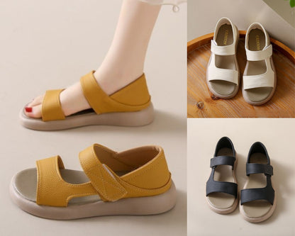 👡【35-43】Retro letnie sandały na jednej nogawce wykonane z miękkiej skóry z miękką podeszwą