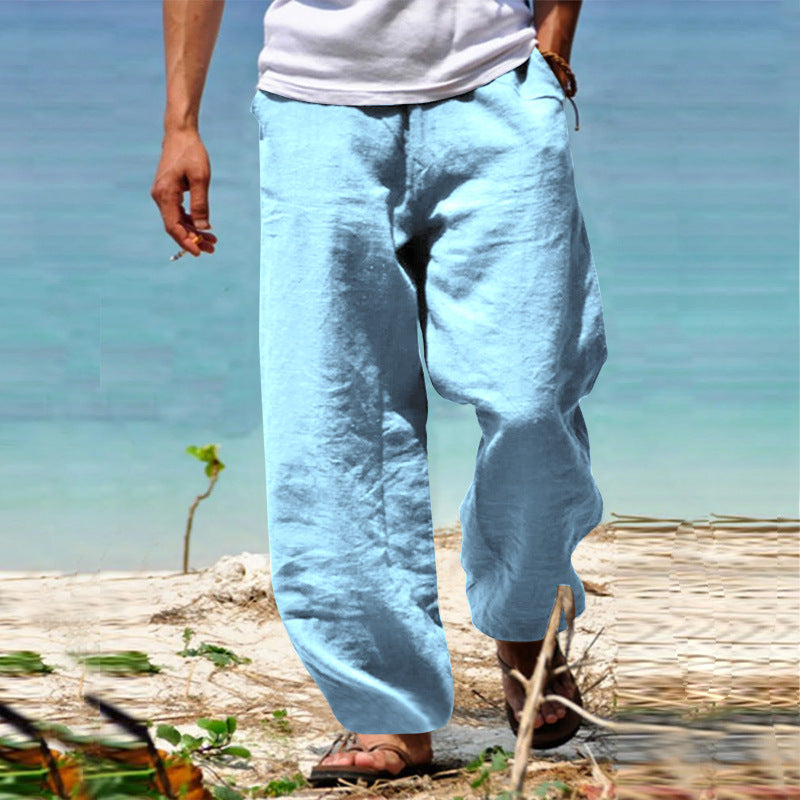 👖🕺【45% zniżki -S–5XL】😍Letnie męskie szerokie proste spodnie w dużym rozmiarze w jednolitym kolorze, ściągacz w pasie, swobodne, oddychające