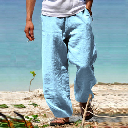 👖🕺【45% zniżki -S–5XL】😍Letnie męskie szerokie proste spodnie w dużym rozmiarze w jednolitym kolorze, ściągacz w pasie, swobodne, oddychające