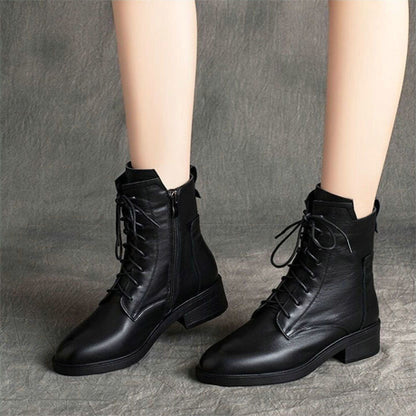 🔥✨【Jesienny nowy styl】【35-41】Modne i eleganckie damskie buty typu Martin z noskiem w szpic, z prawdziwej skóry