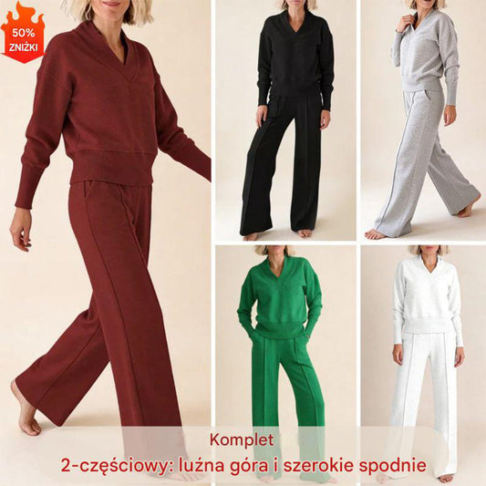 🥰📢📢50% popust!!! 【M-5XL】Ženski komplet 2026 | Pleteni dvodelni komplet z dolgimi rokavi ✨