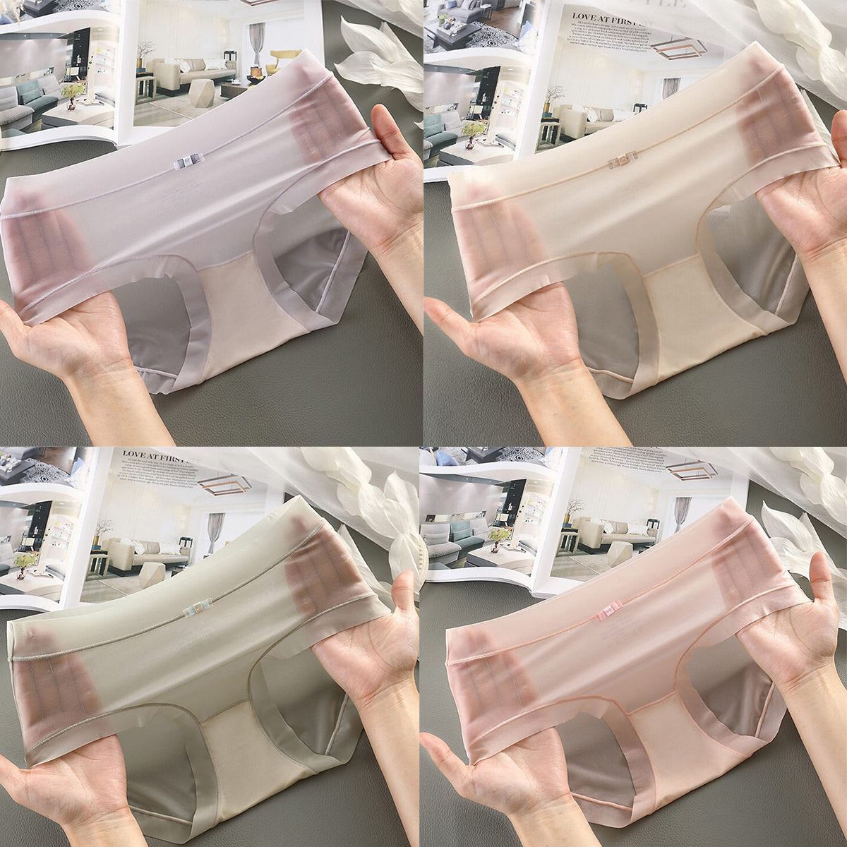 🥰 【 6 sztuk 】 Ultra cienka bielizna 3D Ice Silk Bezszwowa bielizna Ultra cienka bielizna Nude 3711834