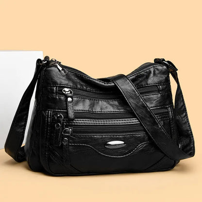 🔥💟Nová crossbody kabelka, všestranná a elegantná, s viacerými priehradkami, vhodná pre ženy stredného veku, s pranou povrchovou úpravou.