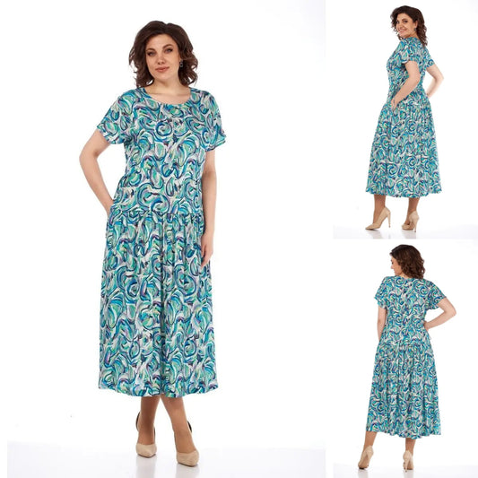 【🔥Najlepsza wyprzedaż】👗🌺【34-60】Letnia sukienka z szyfonu z nadrukiem 3702031