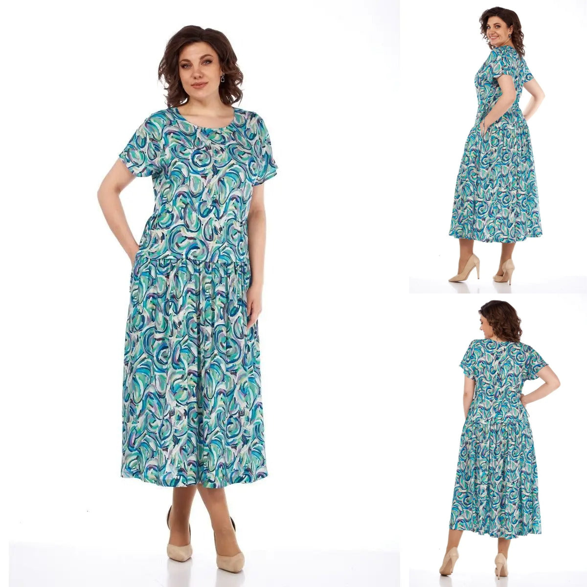 【🔥Najlepsza wyprzedaż】👗🌺【34-60】Letnia sukienka z szyfonu z nadrukiem 3702031