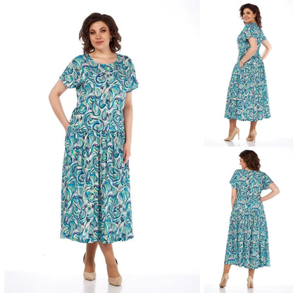【🔥Najlepsza wyprzedaż】👗🌺【34-60】Letnia sukienka z szyfonu z nadrukiem 3702031