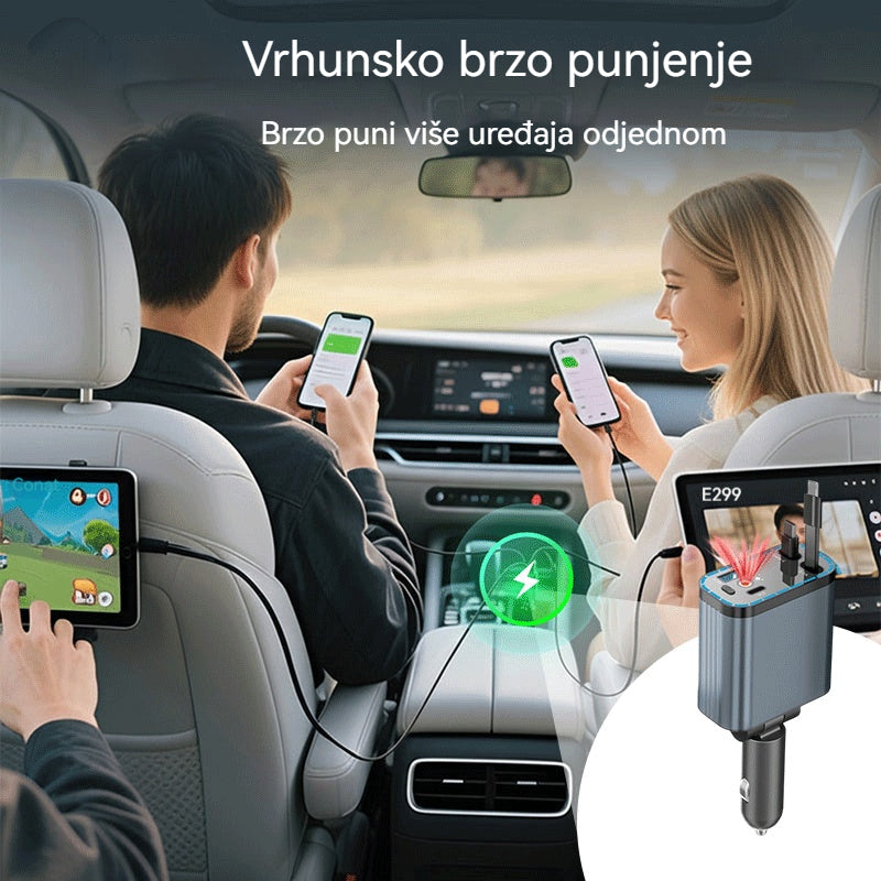 ⚡✨Ultra brzo auto punjač: dva sklopiva USB-C porta sa Starlight ambijentalnim svjetlom i inteligentnom zaštitom 🚗💫