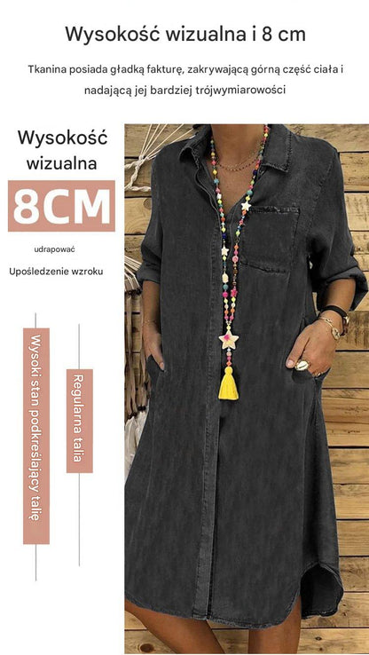 💖【Nowa promocja produktu】👗🌾2025 Lato Nowa przyjazna dla skóry miękka damska sukienka jeansowa Swobodna prosta sukienka