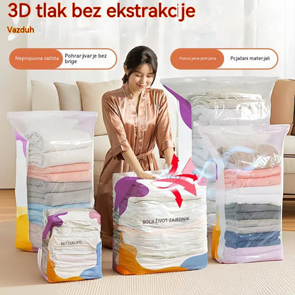 🧳【Set od 5 dijelova】💨 Velika, stlačiva vakuumska vrećica za pohranu: nije potrebna pumpa, nepropusna je i idealna za uštedu prostora u koferima i kod kuće ✈️