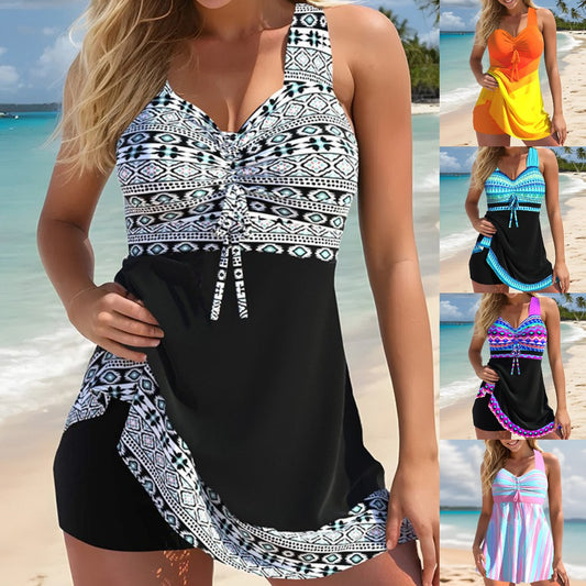 🏖️【S-5XL】【Bluzka + Spodnie】Nowy model 2025 wysokiej jakości damski strój kąpielowy w kwiatowy wzór 3910699