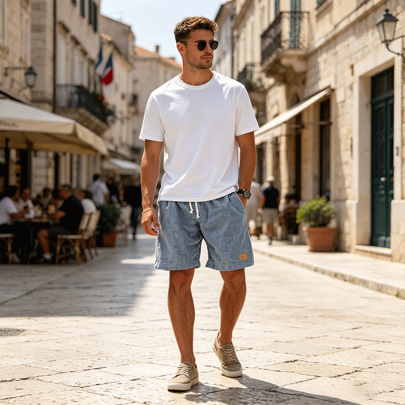 ⏳🔥【Ostatni dzień -50%】👖【S-5XL】【55-110 kg】Męskie casualowe szorty 2026 z efektem lnu i sznurkiem (duże rozmiary).