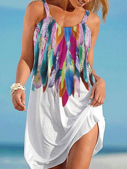 👗👒【S-5XL】Nowy styl damskiej letniej, drukowanej, plażowej sukienki na szelkach
