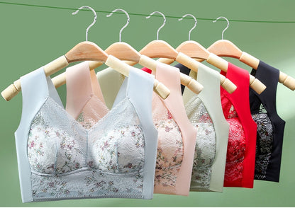 Oferta limitowana💕🎁【40kg-100kg】Duży rozmiar, oddychający, regulowany, bezszwowy biustonosz z lodowego jedwabiu