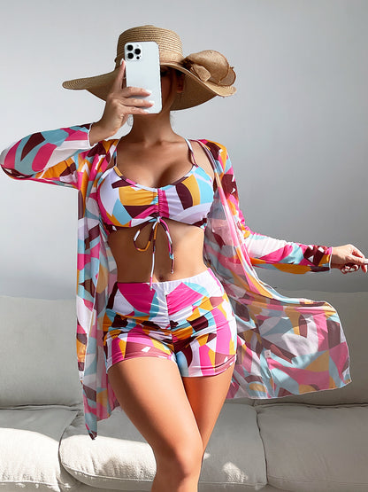 🏖️👙🌴【S-XL】Komplet kostiumu kąpielowego z nadrukiem na wakacje na plaży w 2025 roku.