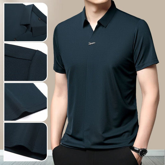 【M-4XL】 Nowa, cienka koszulka POLO z lodowego jedwabiu 2024 3633745