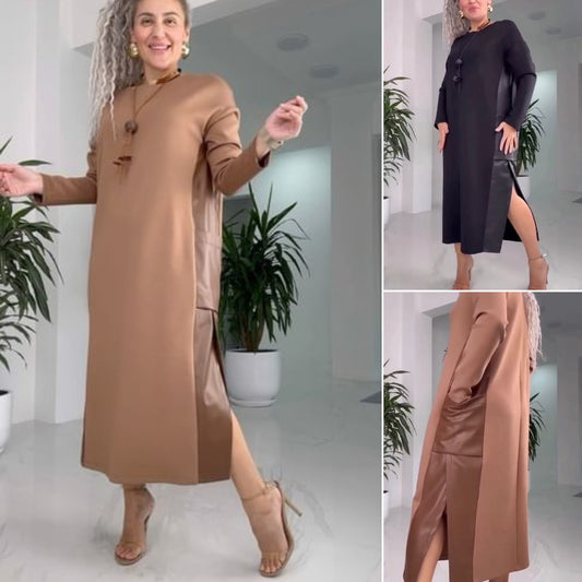 🔥🔥【Best-seller】【S-5XL】Nowa kolekcja na jesień i zimę, sukienka z haftowanym skórzanym wykończeniem 3807655
