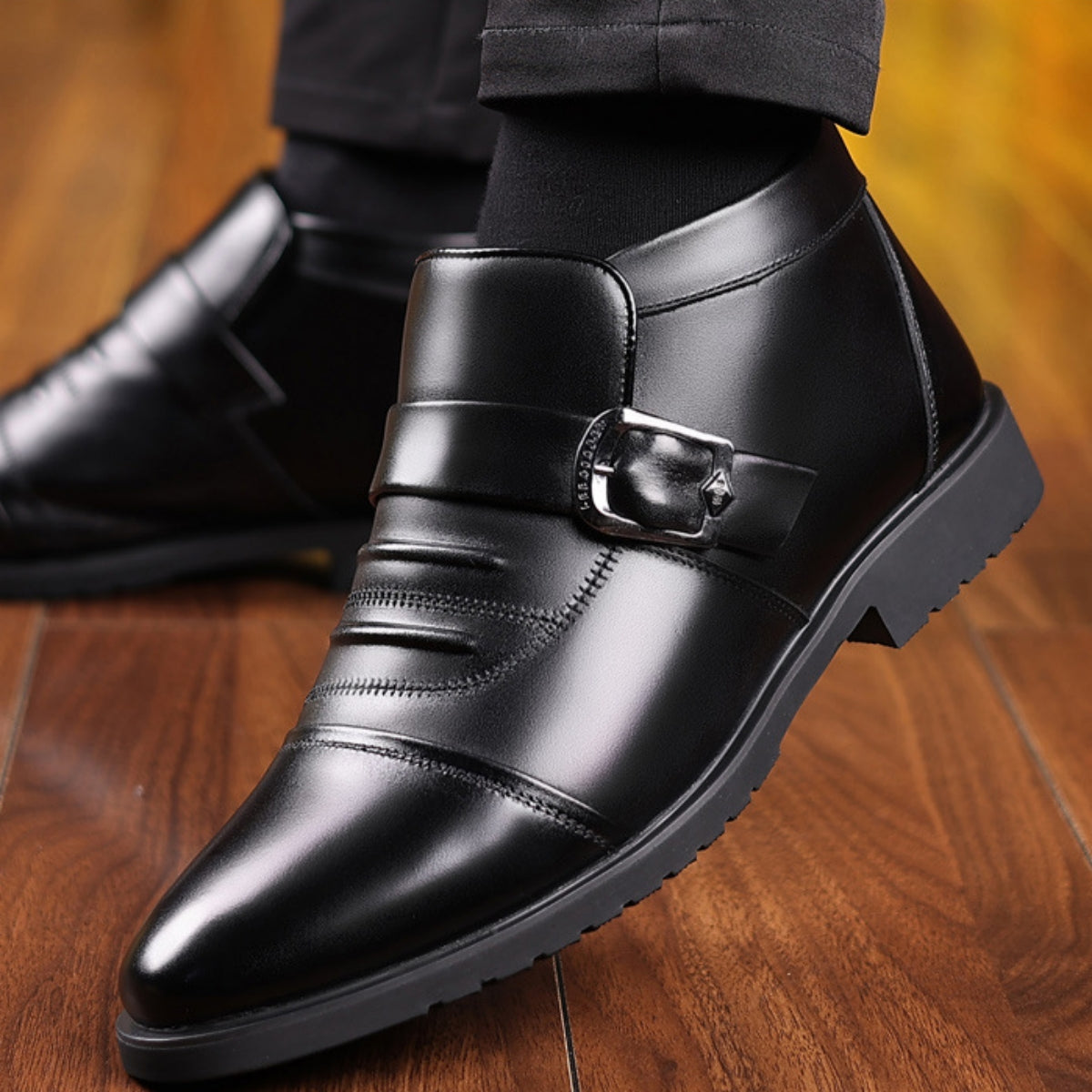 ✨📢【Časově omezená sleva 50%】【39-44】Pánské zimní kožené boty s kožešinovým lemem a silnou podrážkou, zaručené teplo a pohodlí