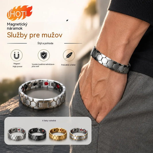 Kúpte 1, dostanete 1 zadarmo ✨✨ Pánsky magnetický náramok zo zliatiny + šesťuholníkový dizajn - Odnímateľný magnetický náramok - Platba na dobierku