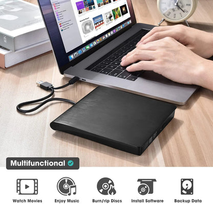 📢📢50 % popust! 💿💻 Zunanji CD/DVD pogon – Priklopi in uporabljaj, prenosen in enostaven za uporabo, združljiv s sistemi Mac/Windows.