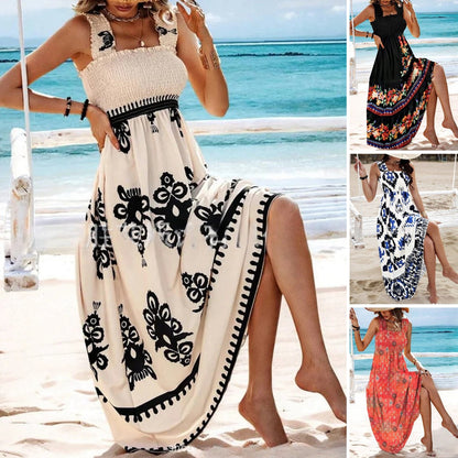 【S-3XL】🌈2024 nowa letnia sukienka z nadrukiem na ramiączkach 3677182