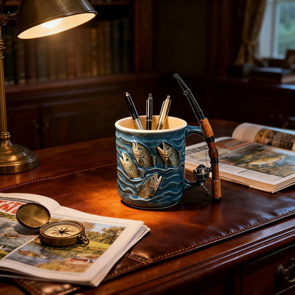 🎣☕Nova šalica za ribolov Kreativna šalica izrađena od smole, posebno dizajnirana za ljubitelje ribolova.