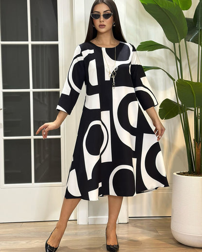【50% zniżki】【S-5XL】👗Nowa elegancka sukienka w geometryczne linie