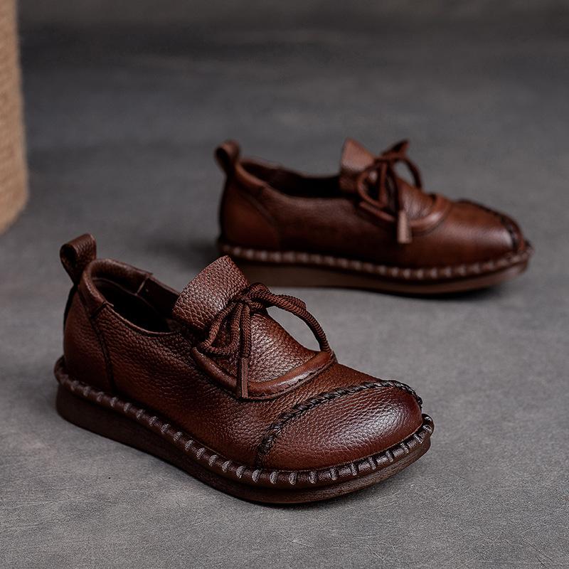 💖👍【35-40】Nowe letnie buty damskie z wierzchniej warstwy skóry bydlęcej szyte ręcznie z miękkiej skóry -