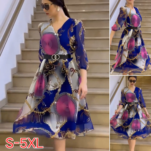 👗【S-5XL】Lodowy jedwab, chłodne i oddychające, modne i eleganckie sukienki 3675644