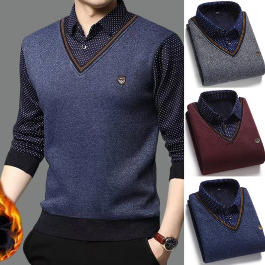 🔥👔 [M-4XL] Męska koszula z dzianiny i aksamitu, aby zagęścić, utrzymując ciepło 3860227