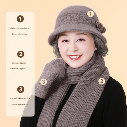🧶Czapka + szalik🧶 Ciepły towarzysz na zimę: ciepła dziergana czapka