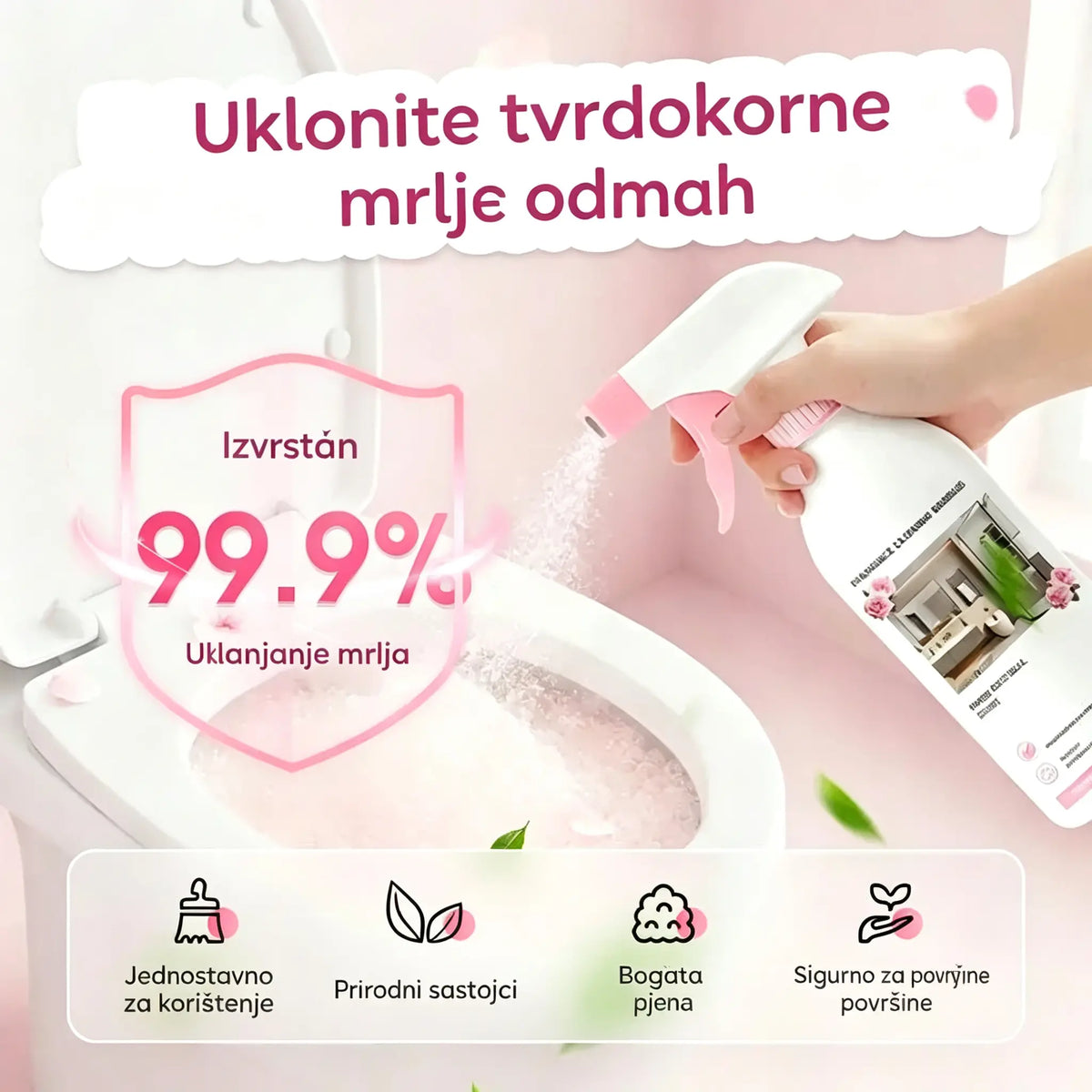 🚿✨ 50% POPUST! Višenamjenski sprej za čišćenje kupaonice – Brzo otapa kamenac i ostatke sapuna. 🧼💨