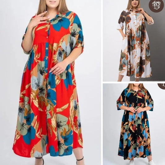 【S~5XL】 Modna, luźna sukienka z nadrukiem w dużych rozmiarach 3673992