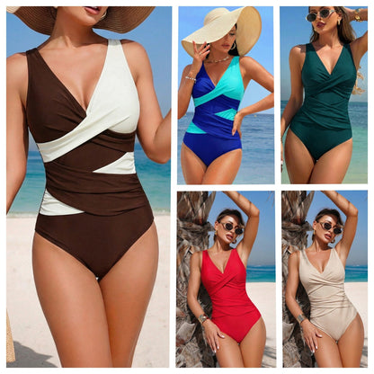 🏖️👙【Ograniczona ilość】🌴【40-90 kg】Jednokolorowy, bez pleców, jednoczęściowy kostium kąpielowy