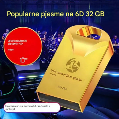🔥🔥【32 GB】Visokokvalitetni USB flash pogon za glazbu u automobilu【2500 popularnih pjesama + 100 videa】