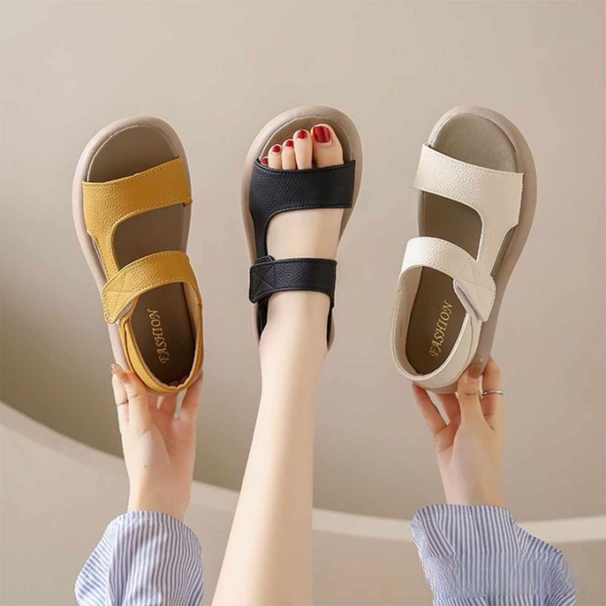 👡【35-43】Retro letnie sandały na jednej nogawce wykonane z miękkiej skóry z miękką podeszwą