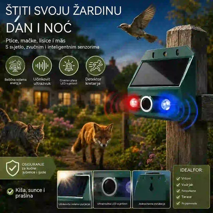 🔥Repelente solar ultrasónico para animales para exteriores: puede ahuyentar pájaros y animales.
