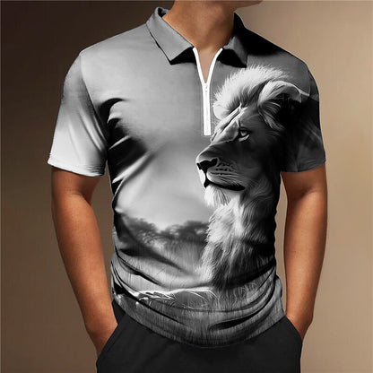 🔥【50% taniej na każdą sztukę】🔥【XXS-5XL】Męska koszulka polo z 3D nadrukiem wzoru lwa